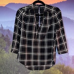 Trouve Black and White Plaid Blouse